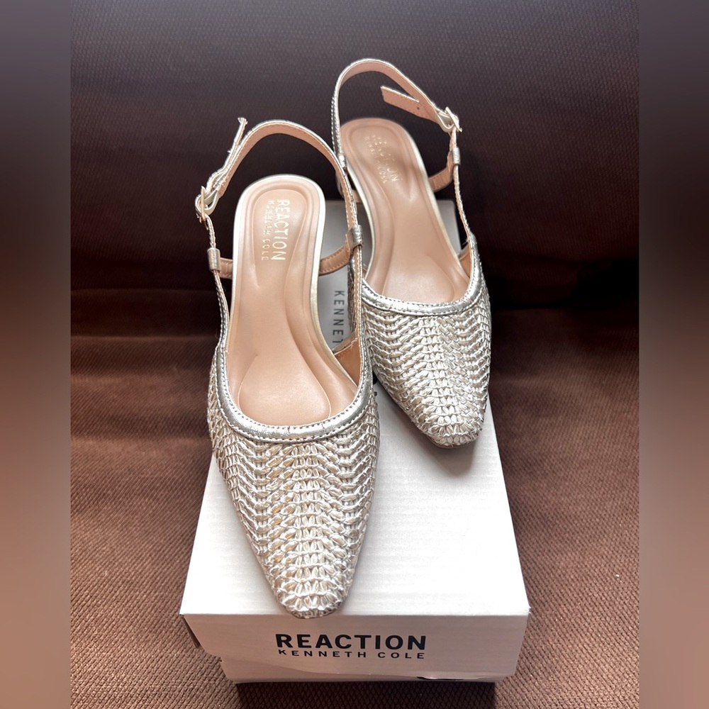 Kenneth Cole Reaction Women's Natural/Gold Slingback Shoes Sz 6 NIB